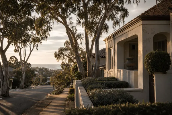 Inter-war rendered home on an elevated Mosman Park street with an ocean glimpse