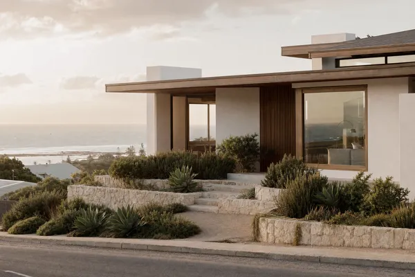 Renovated mid-century home on the rise above the coastal road at North Beach
